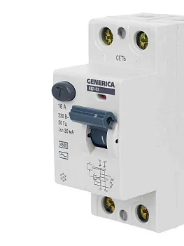 Выключатель дифференциального тока (УЗО) 2п 16А 30мА тип AC ВД1-63 GENERICA MDV15-2-016-030