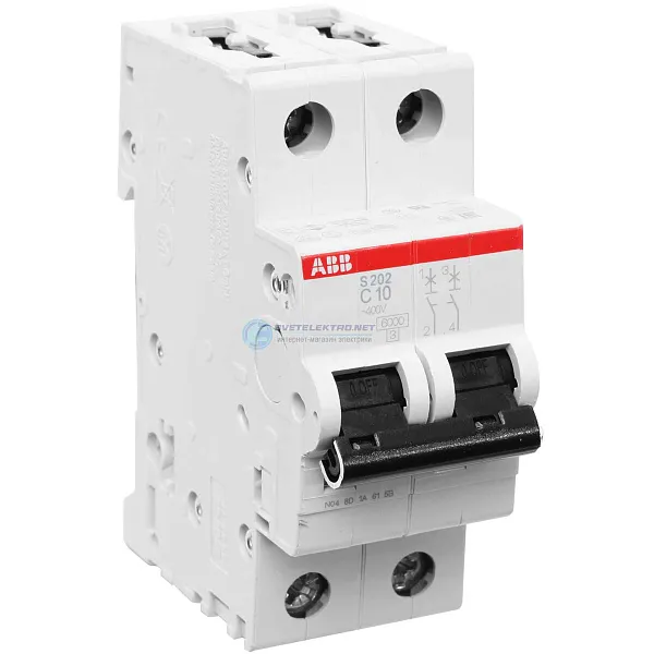 2CDS252001R0104 Автоматический выключатель S202 2P 10А C 6кА 