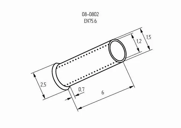 Наконечник штыревой втулочный (НШВ L-6мм) 0.75кв.мм (EN75.6) REXANT 08-0802 