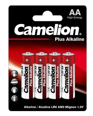 Элемент питания алкалиновый AA/LR6 1.5В Plus Alkaline LR6-BP4 (блист.4шт) Camelion 7370 