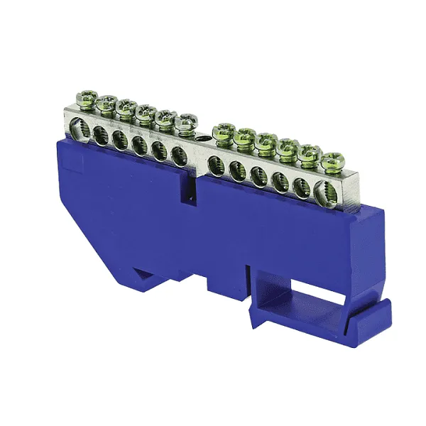 Шина нулевая N 6х9 12 отверст. цинк син. изолятор на DIN-рейку PROxima EKF sn1-63-12-d 