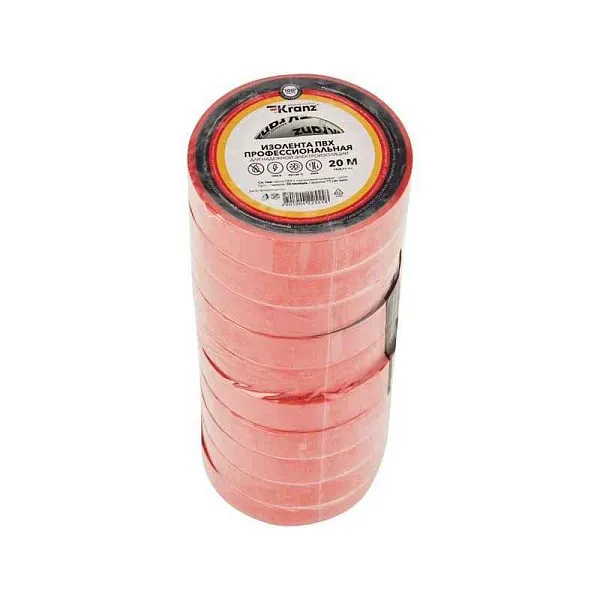 Изолента ПВХ профессиональная 0.18х19мм 20м красн. Kranz KR-09-2804 