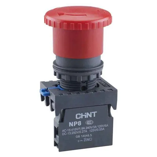 Кнопка управления "Грибок" NP8-01ZS/14 d40мм 1НЗ IP65 с фиксацией красн. (R) CHINT 667210 