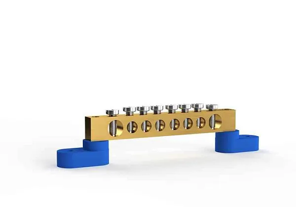 Шина нулевая 6х9мм 8 отвер. латунь У2-С на двух угловых изоляторах TOKOV ELECTRIC TKE-BSB-69-8-L2/N 