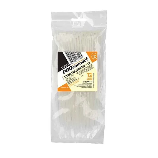 Хомут кабельный 2.5х200 нейл. бел. (уп.100шт) PROCONNECT 57-0200-4 