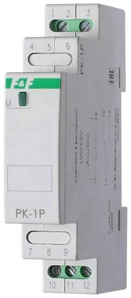 Реле промежуточное PK-1P/Un (монтаж на DIN-рейке 35мм 24В AC/DC 16А 1P IP20) F&F EA06.001.003 