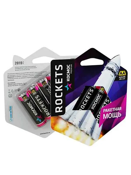 Элемент питания алкалиновый AA/LR6 Kosmos premium ROCKETS (блист.4шт) КОСМОС KOSLR6ROCKETS4BL 