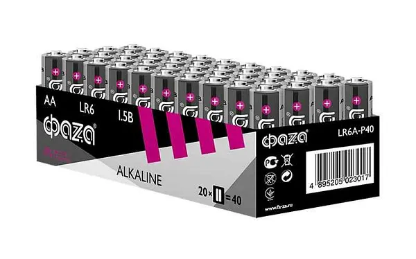Элемент питания алкалиновый AA/LR6 1.5В Alkaline Pack-40 (уп.40шт) ФАZА 5023017 