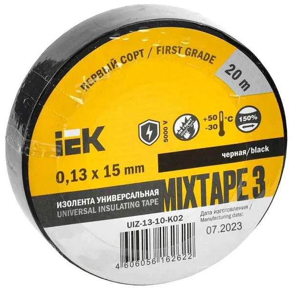 Изолента ПВХ 0.13х15мм (рул.20м) черн. IEK UIZ-13-10-K02 