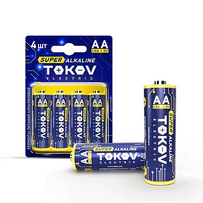 Элемент питания алкалиновый AA/LR6 (блист.4шт) TOKOV ELECTRIC TKE-ALS-LR6/B4 