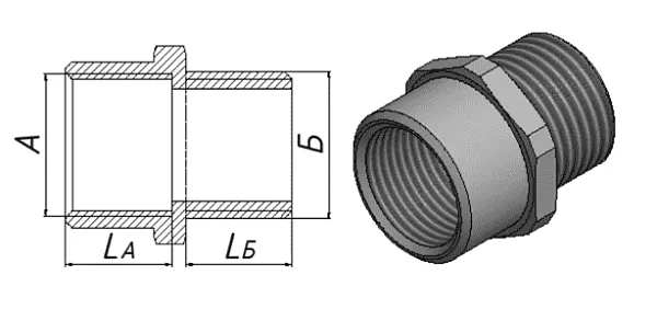 Ex-переходная муфта МПВЛ-М25-G3/4 Ех db e II Gb U ГОФРОМАТИК 