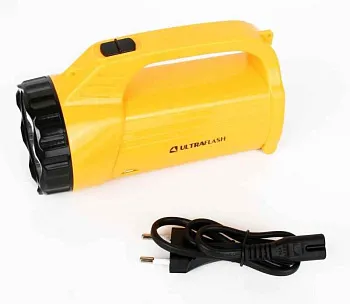 Фонарь аккумуляторный LED3819CSM 9LED + 12SMD 2 режима аккум. SLA 220В желт. Ultraflash 12860