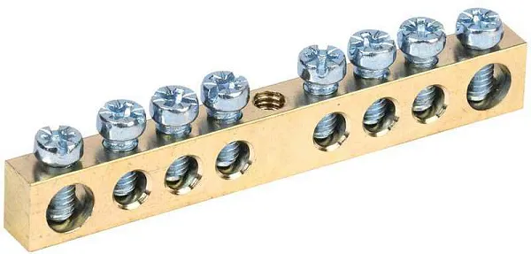 Шина PEN "земля-ноль" 6х9мм 8/1 (8групп/крепеж по центру) IEK YNN10-08-100 