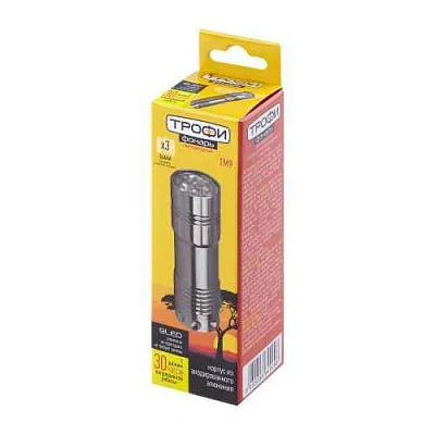 Фонарь ручной TM9 9LED алюм. элементы питания 3хAAA (не в компл.) (картон. упак.) Трофи Б0002225