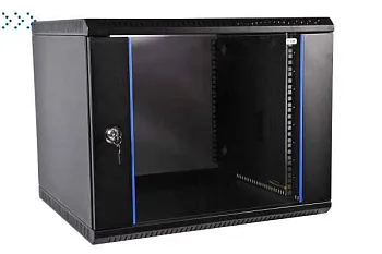 Шкаф телекоммуникационный настенный разборный 9U (600х650) дверь стекло, цвет черный