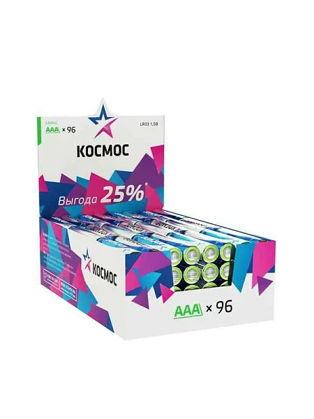 Элемент питания алкалиновый AAA/LR03 (уп.96шт) КОСМОС KOCLR03_96BOX 