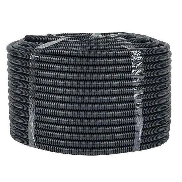 Труба гофрированная d16мм с протяжкой безгалоген. трудногорючая (FRHF) черн. (уп.100м) Plast EKF FRHF-16 