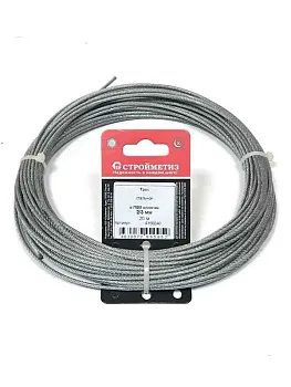 Трос стальной в оплетке ПВХ М2/3мм (уп.20м) подвес СТРОЙМЕТИЗ 4150040