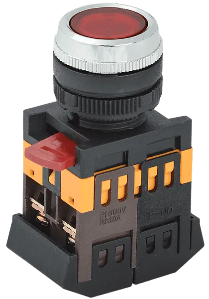 Кнопка ABLFS-22 красный 240В d22мм неон 1з+1р ИЭК