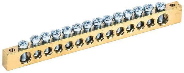 Шина PEN "земля-ноль" 8х12мм 14/2 (14групп/крепеж по краям) IEK YNN21-14-100 