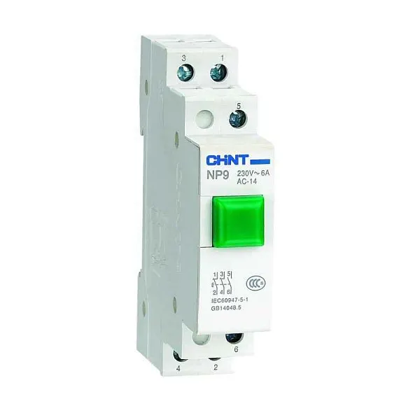 Кнопка модульная NP9-10/1 без подсветки 1НО зел. (R) CHINT 584052 