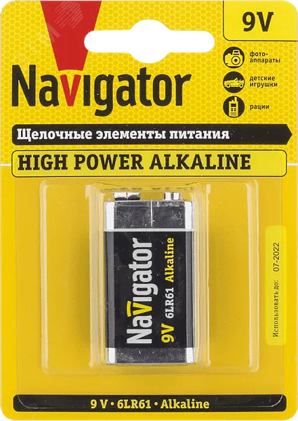 Элемент питания 9V крона NBT-NE-6LR61-BP1 ALKALINE Navigator 94 756