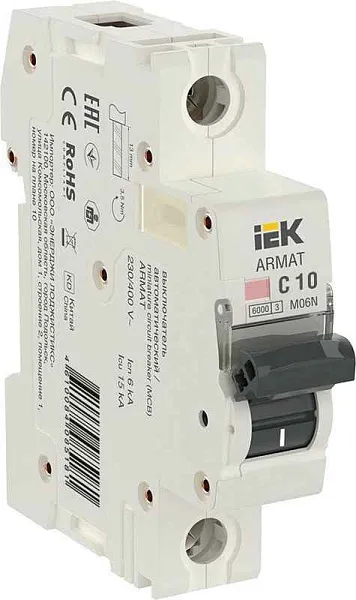 Выключатель автоматический модульный 1п C 10А M06N ARMAT IEK AR-M06N-1-C010 