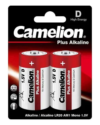 Элемент питания алкалиновый D/LR20 1.5В Plus Alkaline LR20-BP2 BL-2 (блист.2шт) Camelion 1654 