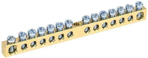 Шина PEN "земля-ноль" 6х9мм 14/1 (14групп/крепеж по центру) IEK YNN10-14-100 