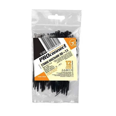 Хомут кабельный 2.5х100 нейл. черн. (уп.100шт) PROCONNECT 57-0101 