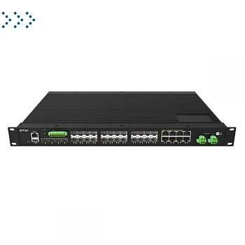 Ethernet-коммутатор управляемый промышленный 2 уровня с 4*1G/2.5GSFP оптоволоконными портами, 16*100/1000Base-X и 8*1G Combo RJ45/SFP портами, двойным