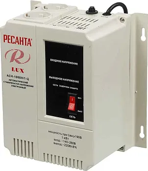 Стабилизатор напряжения АСН-1000 Н/1-Ц Lux 1ф 1кВт IP20 настен. релейный с двумя розетками Ресанта 63/6/14