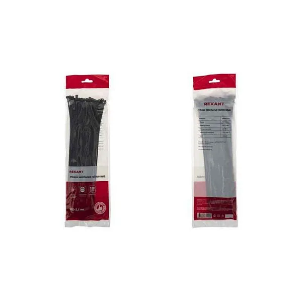 Хомут кабельный 3.6х300 нейл. черн. (уп.100шт) Rexant 07-0301 