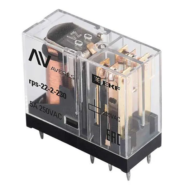 Реле промежуточное РП slim 22/2 5А 230В AC AVERES EKF rps-22-2-230 
