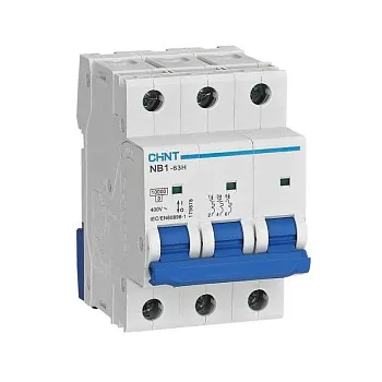 Выключатель автоматический модульный 3п D 63А 10кА NB1-63H (R) CHINT 179892 