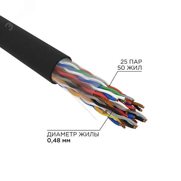 Кабель витая пара F/UTP, CAT 5, PE, 25PR, 24AWG, OUTDOOR, SOLID, черный, 305м, REXANT