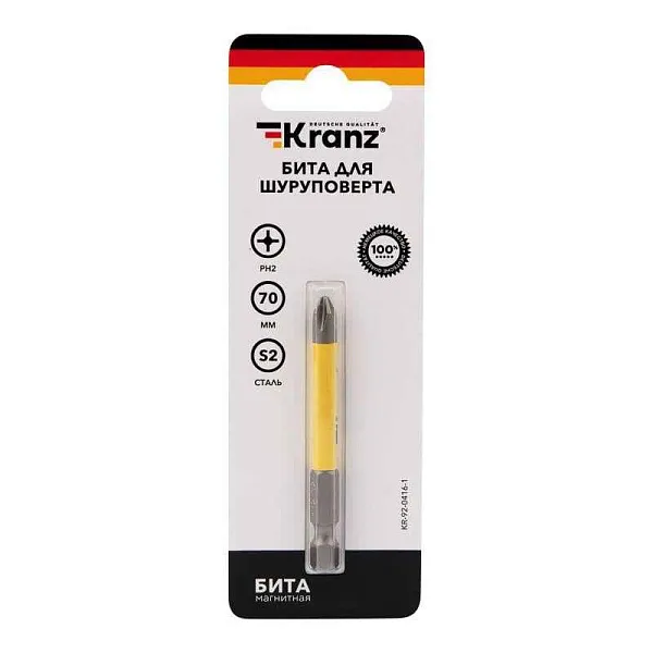 Бита для шуруповерта PH2х70мм (уп.1шт) Kranz KR-92-0416-1 