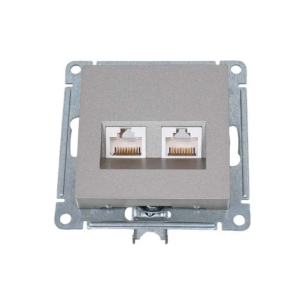 ШЭ Атлас Роз.двойная (комп+комп) с/у RJ45+RJ45, кат.5E, (б/рамки, шампань) ATN000585 (10шт/уп)