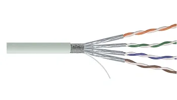 Кабель витая пара SF/UTP, CAT 5e, PVC, 4PR, 24AWG, INDOOR, SOLID, серый, 305м, REXANT