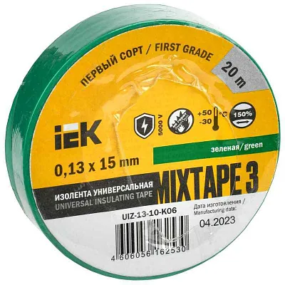 Изолента ПВХ 0.13х15мм (рул.20м) зел. IEK UIZ-13-10-K06 