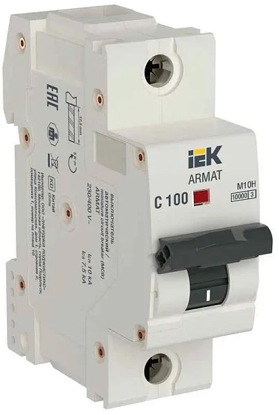 Выключатель автоматический модульный 1п C 100А M10H ARMAT IEK AR-M10H-1-C100 