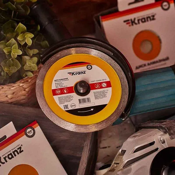 Диск отрезной алмазный сплошной 125х22.2мм Kranz KR-90-0111 