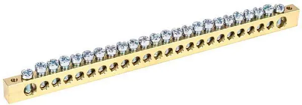 Шина PEN "земля-ноль" 8х12мм 24/2 (24группы/крепеж по краям) IEK YNN21-24-100 