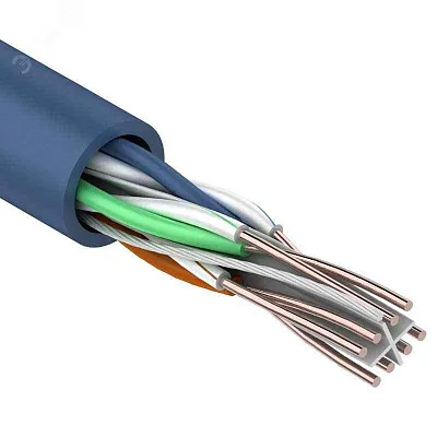 Кабель витая пара U/UTP, CAT 6, PVC, 23AWG, INDOOR, SOLID, синий, 305 м, REXANT