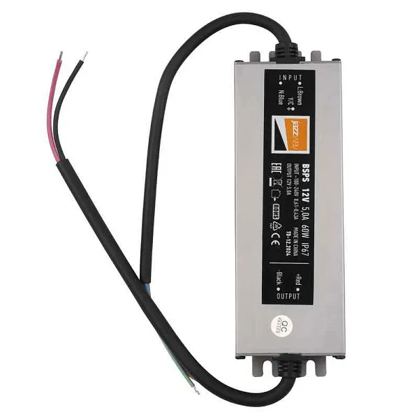 Блок питания для светодиодной ленты 60Вт 5А 12В IP67 BSPS влагозащ. метал. JazzWay 3329273A 
