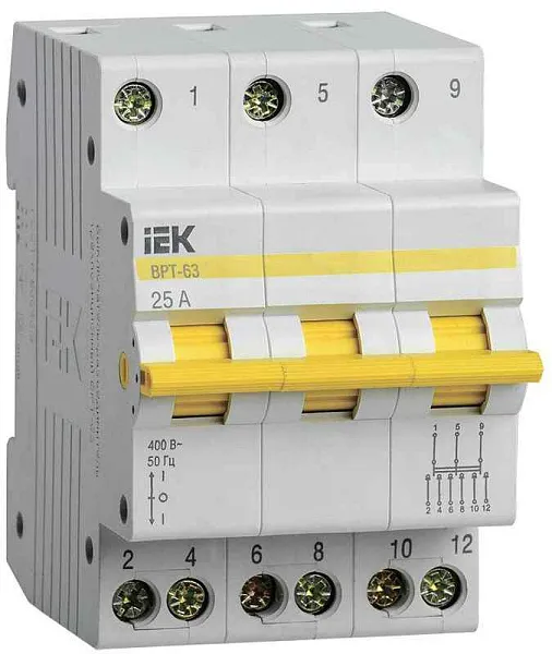 Выключатель-разъединитель трехпозиционный 3п ВРТ-63 25А KARAT IEK MPR10-3-025 