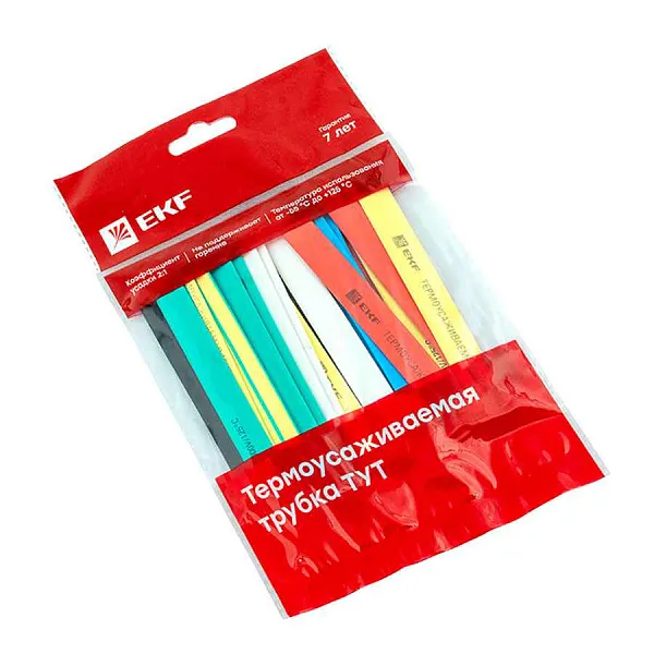 Трубка ТУТнг  16/8 набор:7 цветов по 3шт. 100мм. EKF