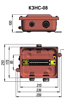Коробка с зажимами наборными КЗНС-08 У2 IP54  пластиковый ввод ГОФРОМАТИК 