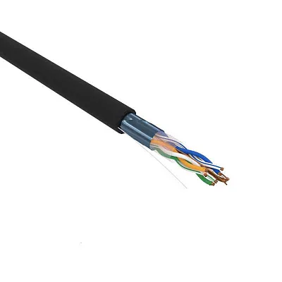 Кабель витая пара F/UTP, CAT 5e, ZH нг(A)-HF, 4PR, 24AWG, OUTDOOR, SOLID, черный, 305м, REXANT