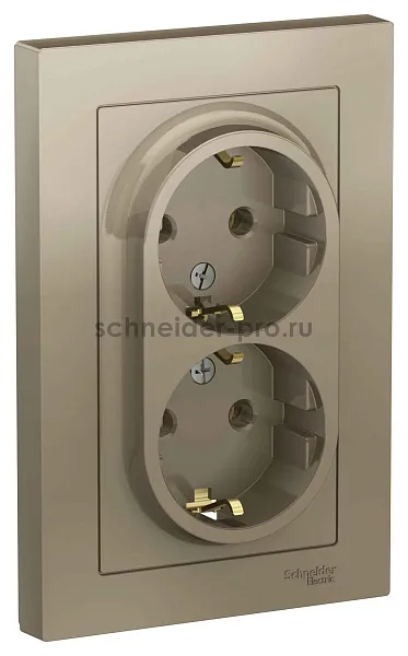 ШЭ Атлас Роз. 2-я с/у с/з 16А, (с/рамкой, шампань) ATN000524 (6шт/уп)